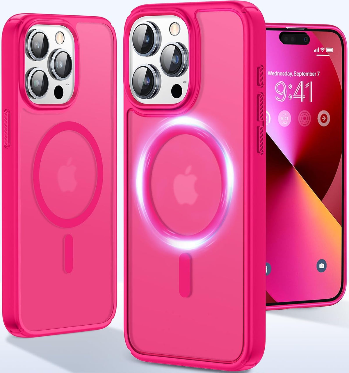 Humixx Magnetic for iPhone 15 Pro Max Case, [14 FT Drop Protection] [Compatible with MagSafe] Translucent Matte Back Slim Thin Protective Phone Case for iPhone 15 ProMax Case 6.7'', Pink