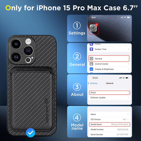 Humixx for iPhone 15 ProMax Case Wallet, [Magnetic Detachable Card Wallet] [Integrated Camera Protection] Snug Braided Texture for a Premium Grip Phone Case for iPhone 15 Pro Max Case 6.7'', Black