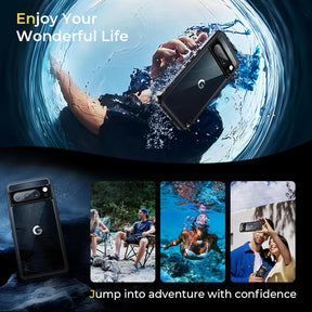 Humixx for Google Pixel 8 Pro Waterproof Case [360° Full Body Protection] [Upgraded Sound Quality] 15ft Drop Certified Anti-Scratch Hard Back Protective Phone Cover for Pixel 8 Pro - 6.7 Inch Black