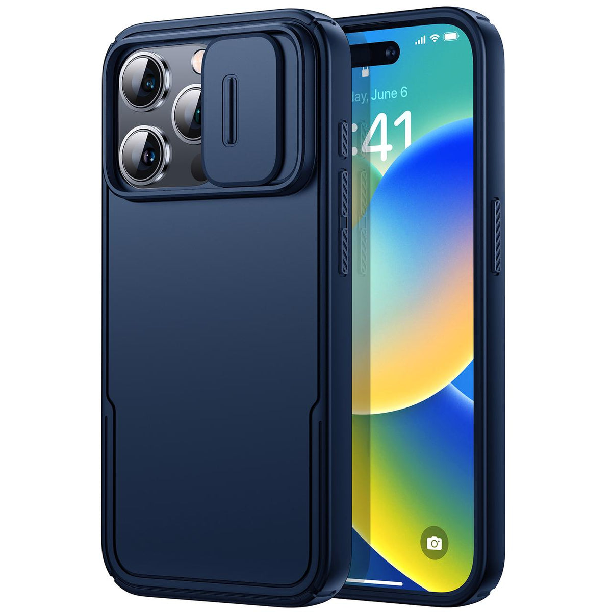 Humixx Phone Case with Camera Cover, [14 FT Drop Protection & Airbag Tech] [Snug Touch] Slim Protective Shockproof Bumper Hard Cover for iPhone 15 Pro Max 6.7"&iPhone 15 Pro 6.1'' Blue
