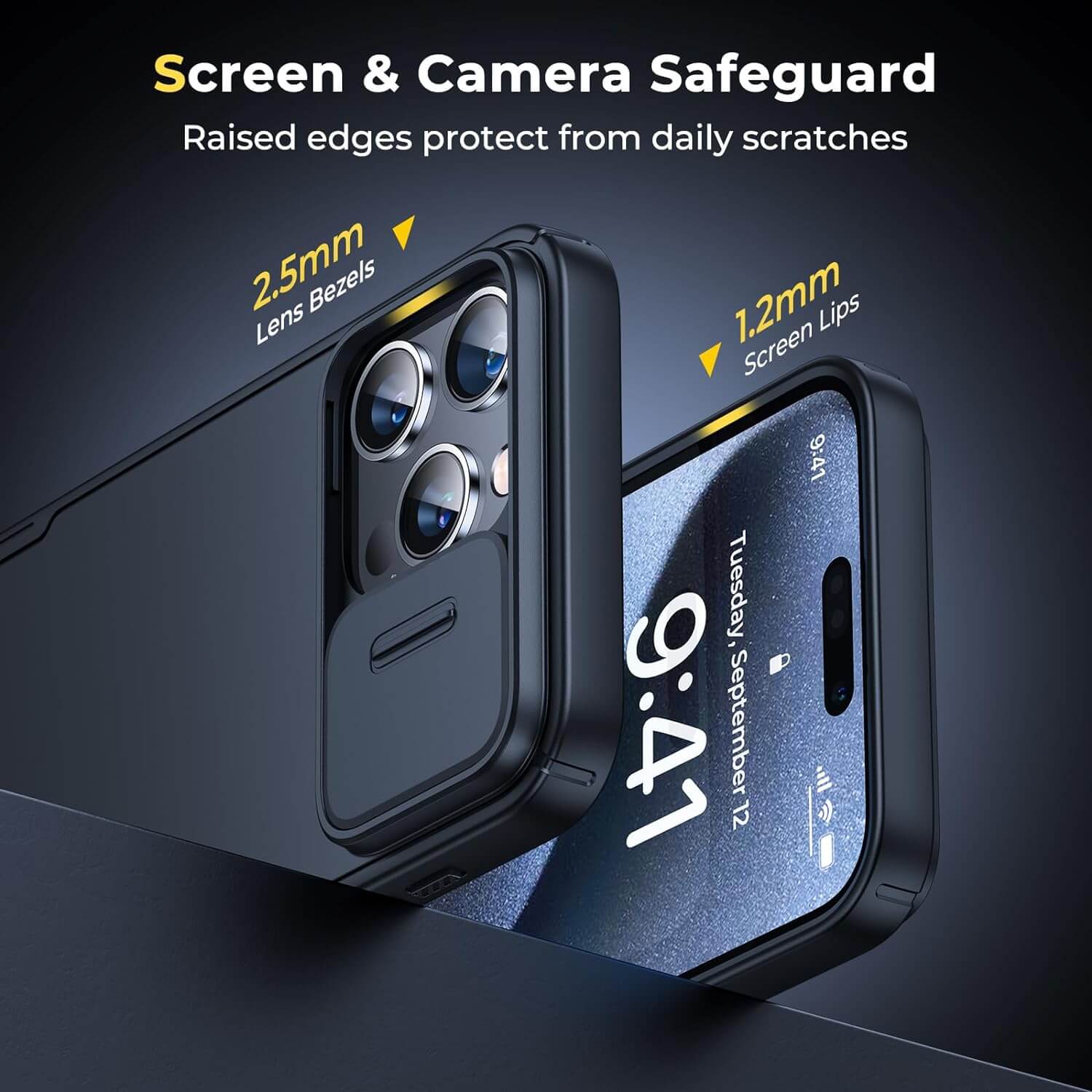 Humixx iPhone 15 Pro Max Case Magnetic Camera Cover Black Screen & Camera Safeguard