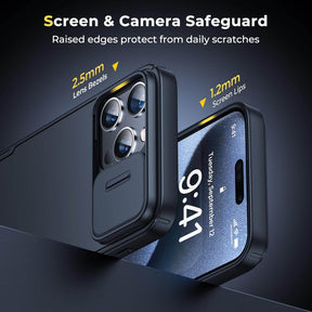 Humixx iPhone 15 Pro Max Case Magnetic Camera Cover Black Screen & Camera Safeguard