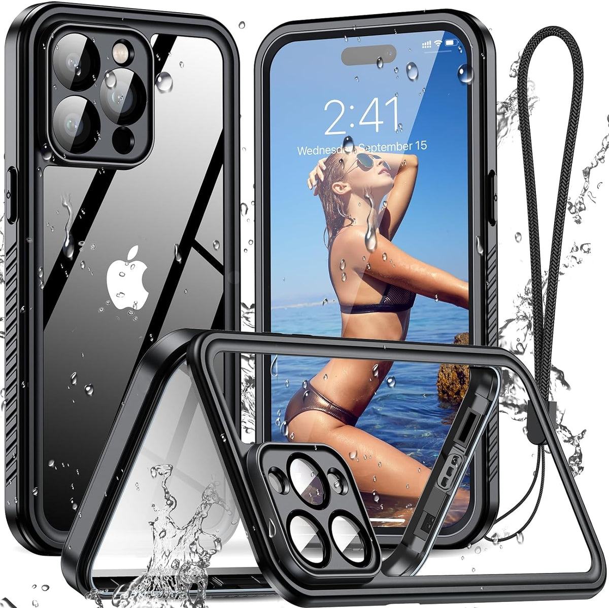 Humixx for iPhone 15 Pro Max Case Waterproof, [14 FT Military Dropproof][IP68 Underwater] Built-in Lens & Screen Protector Full Body Shockproof Dustproof Anti-Scratch for 15 Pro Max Phone Case & iPhone 15 Pro Phone Case, Black