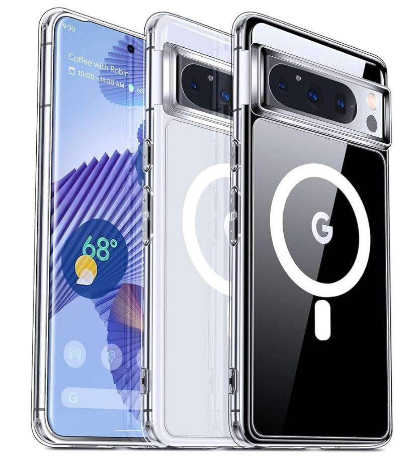 Humixx for Google Pixel 8 Pro Case Clear with Magnetic [Compatible with MagSafe] [Non-Yellowing] [10 FT Military Grade Drop Protection] Shockproof Slim Case for Pixel 8 Pro Case, Crystal Clear