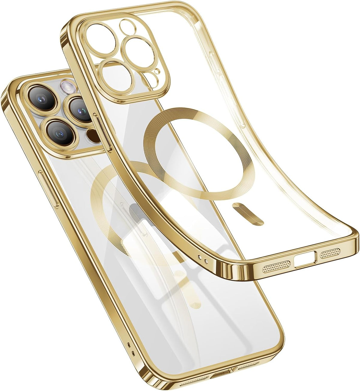 Humixx Magnetic Slim Soft for iPhone 15 ProMax case Compatible with MagSafe&Wallet Military Grade Shockproof Protection Integrated Lens Protection for iPhone 15 Pro Max-6.7'',Gold