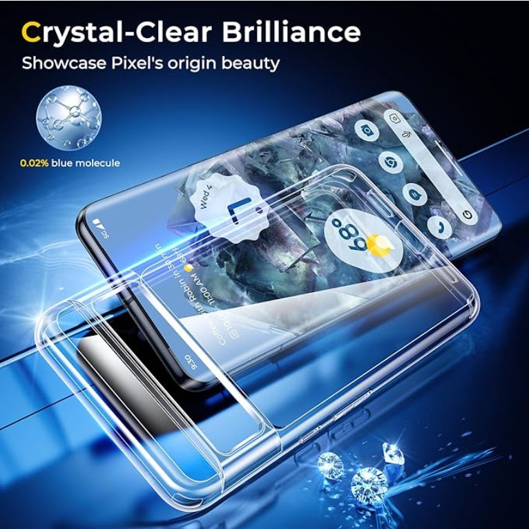 Humixx for Google Pixel 8 Pro Case Clear [Non-Yellowing] [14FT Military Grade Drop Protection] Protective Shockproof Bumper Slim Fit Transparent for Pixel 8 Pro Phone Case 6.7'' - Diamond Clear