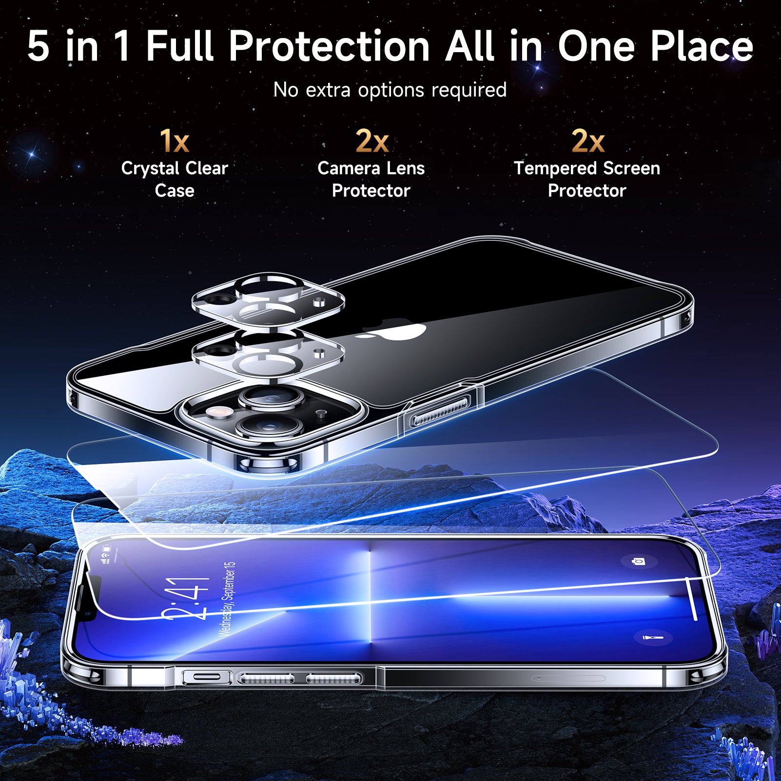 Black/Crystal Clear & 5 in 1 Full Body Protection